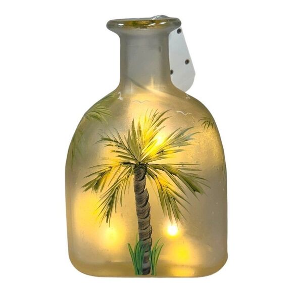 Patron Bottle With Palm Tree Design & Lights Tropical Beach House Decor Bathroom - Picture 3 of 5